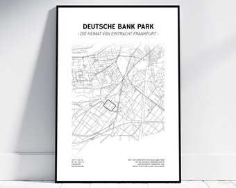 Deutsche Bank Park – Plan de la ville de l'Eintracht Francfort | Affiche/Téléchargement numérique | Carte de football | Carte de Francfort