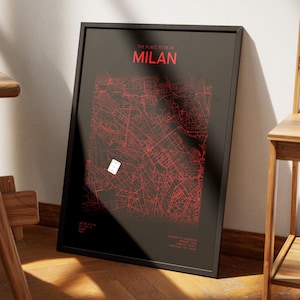 Plan de la ville du stade AC Milan | Affiche/Téléchargement numérique | Conception de San Siro | Cadeau pour tous les fans d'AC, Milan, Italie, Noël