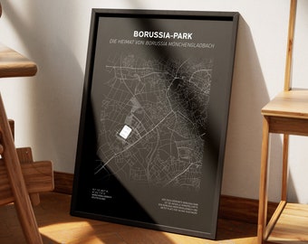 Borussia-Park – Borussia Mönchengladbach Stadtkarte | Digitaler Download | Fußball Map | Design | Geschenk für Gladbach-Fan, Papa | Plea