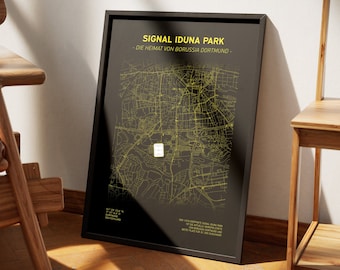 Signal Iduna Park – Borussia Dortmund city map | Poster/Digital Download | City map Dortmund | BVB Map | Gift for BVB fan