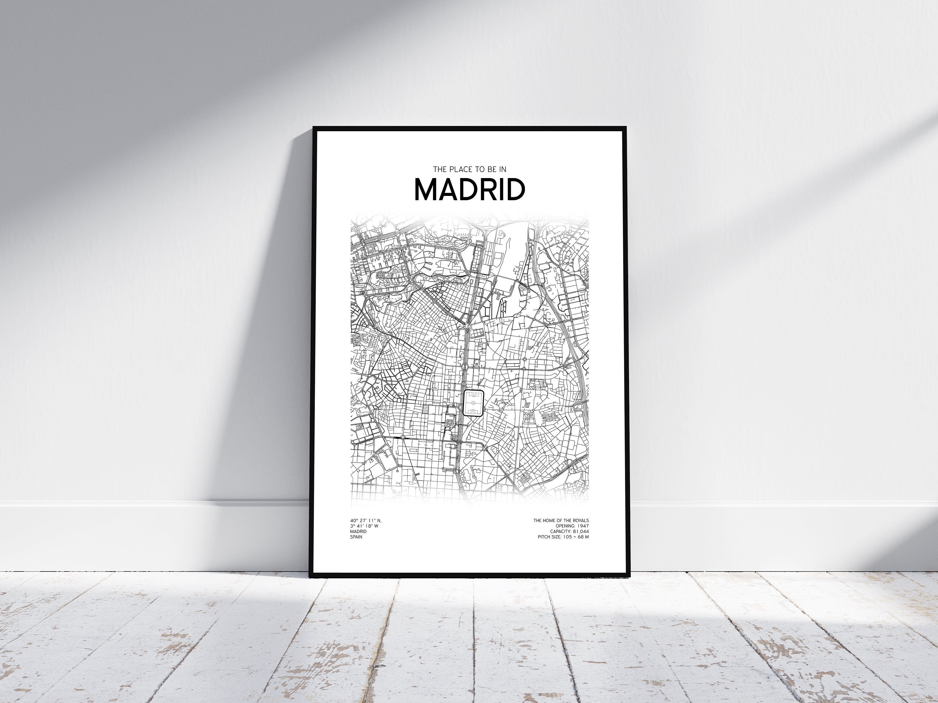 Madrid Stadium City Map | Poster/Digital Download | Hala Madrid | Bernabeu Design, Football, Spain, Gift for Boyfriend, Father, Son