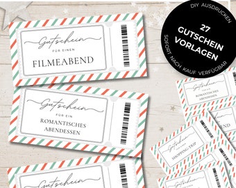 LIEBE Beziehung Geschenk Gutschein Vorlagen | 27 Druckvorlagen Geschenke Adventskalender Valentinstag | Frau Mann | DIY Ideen | Tönne