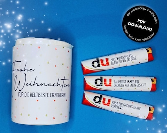 Weihnachtsgeschenk Erzieherin Duplo Banderolen | Digitaler Download, Geschenk Kita, Dankeschön, Danke, Erzieher, KiGa, DIY Geschenk | Tönne