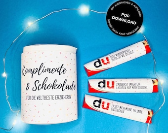 Geschenk Erzieherin Duplo Banderolen | Download, Geschenkbox Kita, Abschiedsgeschenk, Dankeschön, Danke, Erzieher, KiGa, DIY | Tönne