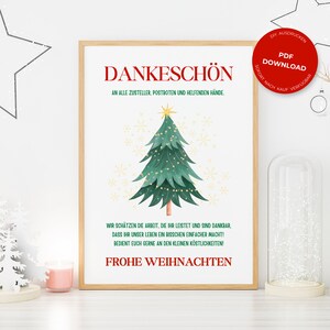 Dankeschön Schild Paketbote Postbote Zusteller Lieferanten Lieferfahrer Briefträger 2 | Weihnachten Danke Vorlage Digitaler Download | Tönne