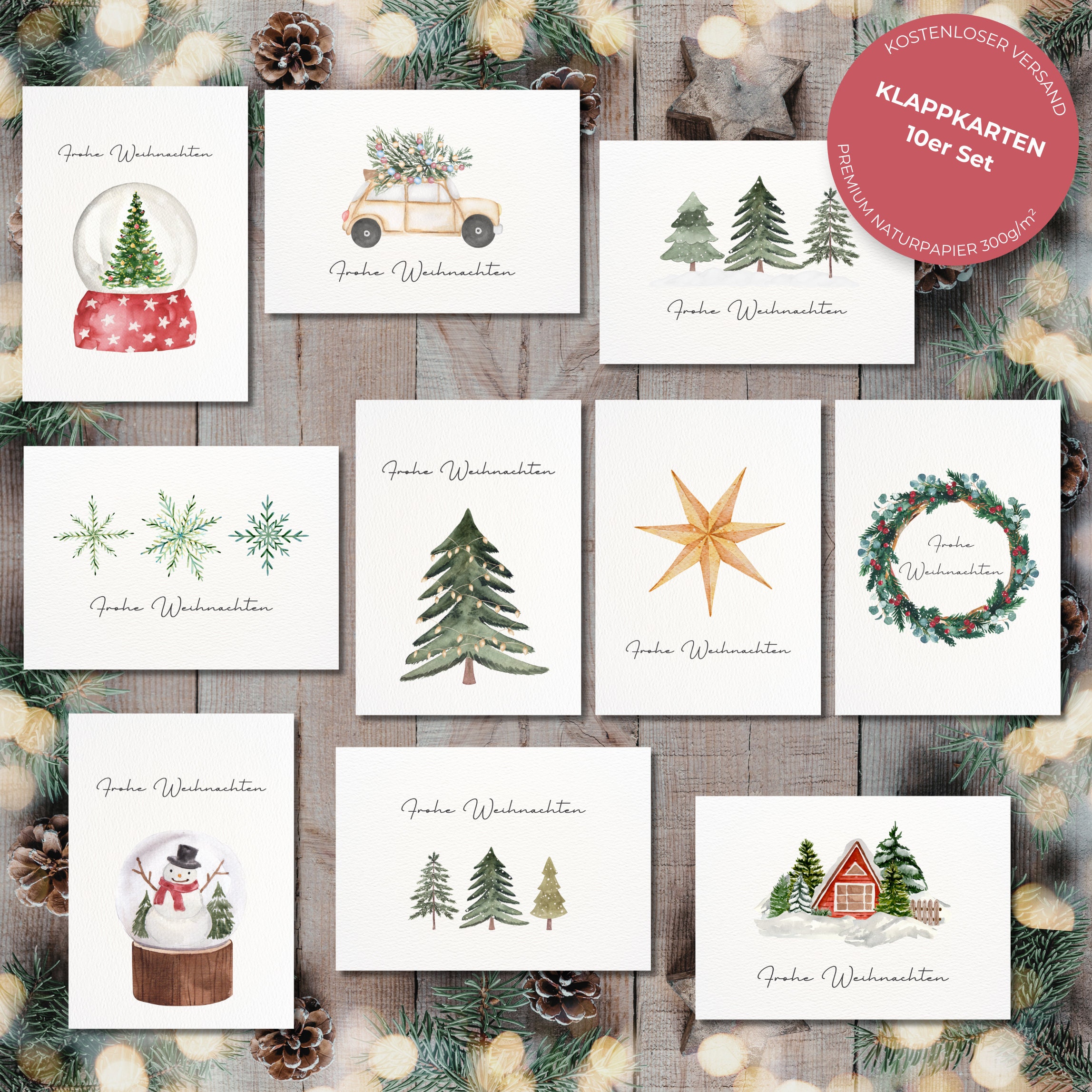 Grußkarten 100 Stk Weihnachtskarten Glückwunsch Karten Weihnachten