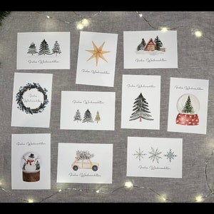Weihnachtskarten Aquarell Boho Skandi 10er-Set Kartenset Weihnachten, Umschläge, Struktur A6, Weihnachts-Motive, Weihnachtspost Tönne Bild 3