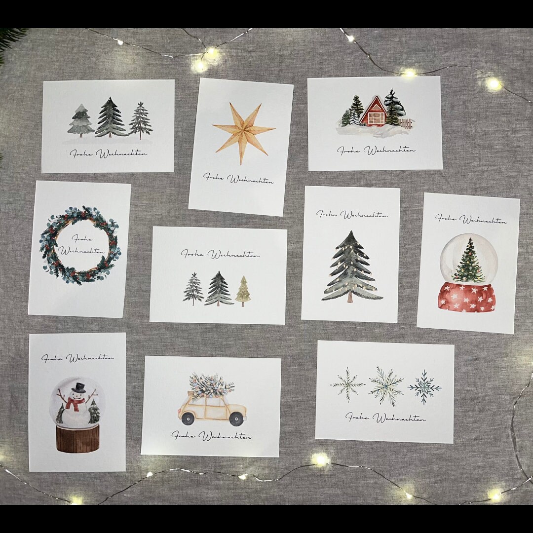 16 Zauberhafte Weihnachtskarten Mit Meeresschildkröten – Inkl. Umschläge & Glitzer-Deko