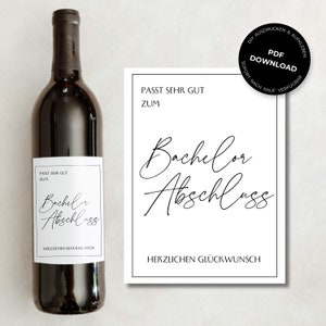 Weinetikett Bachelor Abschluss Geschenk | Persönlich Kreativ Wein Etikett | DOWNLOAD | DIY Ausdrucken & Aufkleben | Tönne
