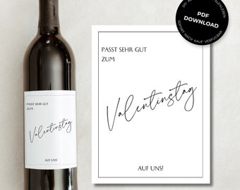 Weinetikett VALENTINSTAG Geschenk Idee Mann Frau | Persönlich Kreativ Wein Etikett | DOWNLOAD | DIY Ausdrucken&Aufkleben | Tönne