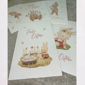 Osterkarten Aquarell Pastell 10er-Set Postkarten Frohe Ostern mit Hase, Osterkarte Umschläge, Struktur A6, Tönne Bild 7
