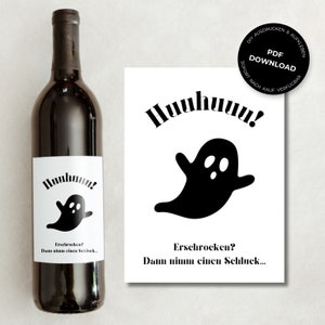 Weinetikett Halloween Gespenst | Geschenk Witzig Kreativ Wein Etikett Gastgeschenk | DOWNLOAD | DIY Ausdrucken & Aufkleben | Tönne