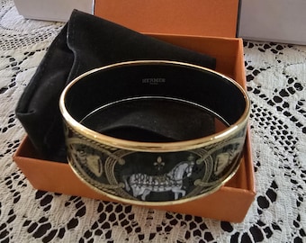 Hermès Galop Bangle Bracelet SH HERMES Sterling Silver Galop Cuff Bracelet Large Model Size