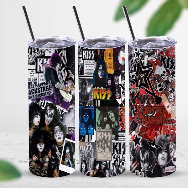 kiss band Tumbler 20 oz Skinny | Stitch | Tumbler Sublimation Designs, Full Tumbler Wrap, Digital Downloads| Png