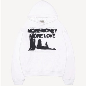 Loose Fit Pullover Y2K Hoodie, mehr Geld mehr Liebe Print Hoodie, langärmeliger Y2K Hoodie, Hip-Hop Hoodie, verzerrter Print Hoodie Bild 3