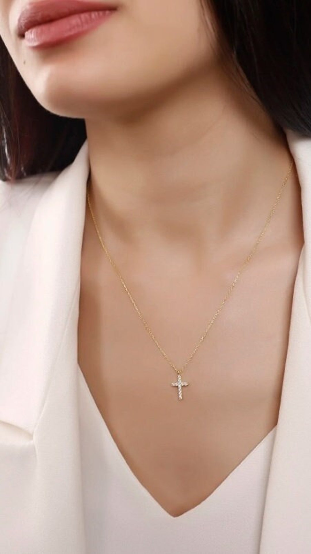 Necklace Silver Cross CZ