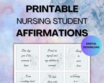 Affermazioni degli infermieri, set di carte di affermazione degli studenti infermieri, Affermazioni di motivazione per nuovi infermieri, studenti infermieri e operatori sanitari