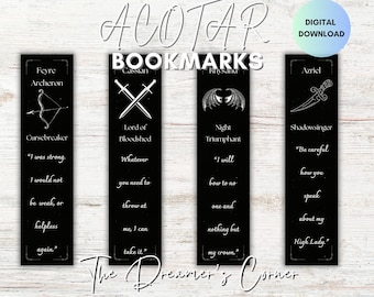 7 Marcadores ACOTAR / Paquete de marcadores / Círculo interior / Sarah J. Maas/ JPG / PNG / Idea de regalo del lector