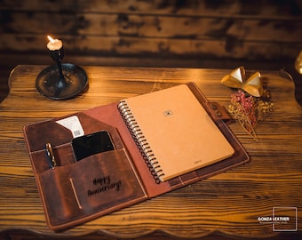 Personalized Leather Journal Notebook Diary, Leather Sketchbook, Travel Notebook, Corporate Gifts, Valentine's Day Gift
