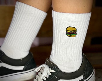 Socken bestickt | Burger Icon