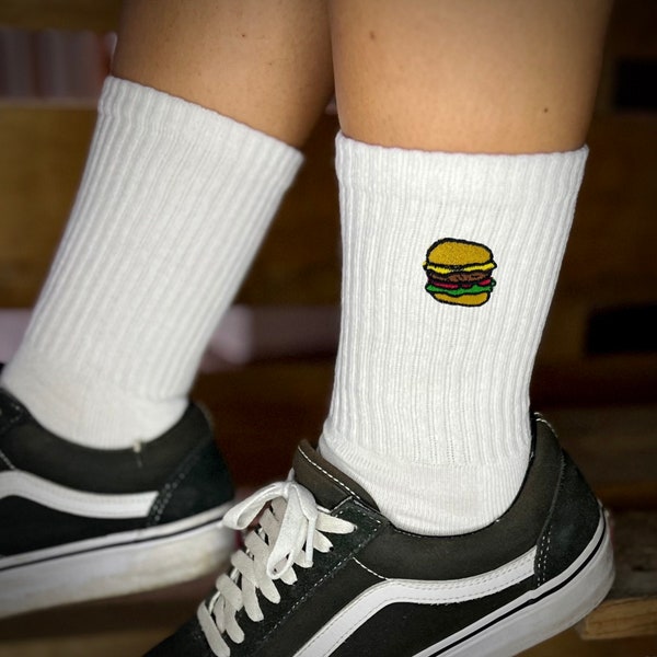 Socken bestickt | Burger Icon