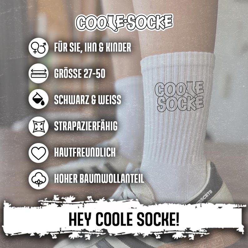 Socken bestickt | Cool Dads Club Icon 93 | für Sie, Ihn, Kinder | Gr. 27-50 | Baumwolle | Schwarz & Weiß | Schönes Geschenk Papa, Vatertag Bild 3