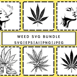 Conjunto SVG para Amantes de Maconha | Arte Elegante de Cannabis e Folhas de Maconha para Cricut e Silhouette | Download Instantâneo