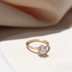 Solitaire Lab Grown Diamond Ring: 14K Gold Round Engagement Ring