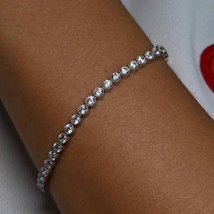 Dainty Tennis Bracelet, Diamond Delicate Bracelet, Bridal Minimalist Jewelry, Anniversary Gift For Her, Wedding Bracelet, Personalized Gift