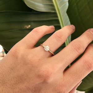 Lab Grown Diamond Solitaire Ring: 14K Gold Wedding, Engagement, Promise Ring
