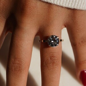 Hidden Halo Moissanite Ring: 14K Gold Anniversary Ring