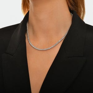 Dainty Tennis Choker Necklace, CZ Diamond Delicate Necklace, Bridal Minimalist Jewelry, Bridal Gift For Her Mom Gift, Anniversary Gift