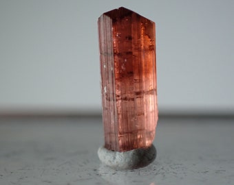 Rubellite * Pink-orange tourmaline * Gem crystal from Wolkenburg, Germany