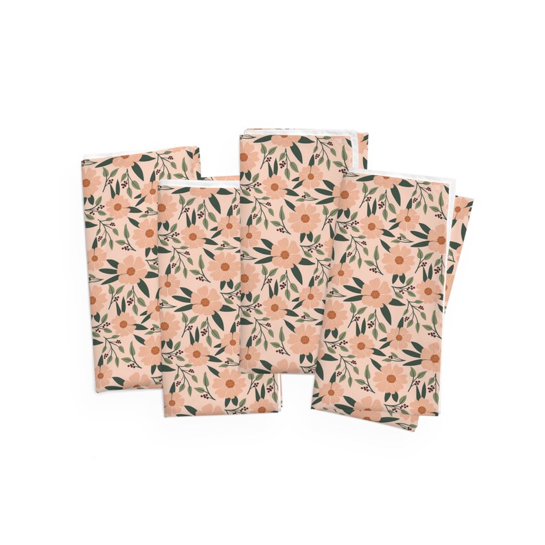 Peach Blooms Napkins Etsy