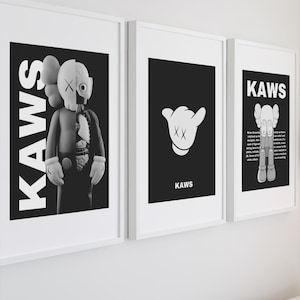 Kaws poster, Kaws print, Kaws wall art Kaws poster set of 3 Kaws art Hypebeast decor, Silver kaws poster, Kaws gift poster, digital download