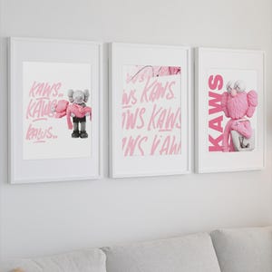 Kaws poster, Kaws print, Kaws wall art Kaws poster set of 3 Kaws art Hypebeast decor, Silver kaws poster, Kaws gift poster, digital download