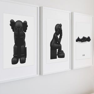 Kaws poster, Kaws print, Kaws wall art Kaws poster set of 3 Kaws art Hypebeast decor, Silver kaws poster, Kaws gift poster, digital download