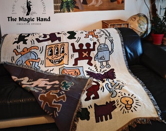 ACCOGLIENTE HIPHOP THROW Coperta di graffiti colorati Decorazioni per la casa Regalo per lui Soggiorno Coperta per bambini Regalo di inaugurazione della casa Regalo di Natale moderno