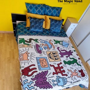 COSY HIPHOP jeté couverture graffiti coloré décoration d'intérieur cadeau pour lui salon enfants couverture cadeau de pendaison de crémaillère cadeau de Noël moderne image 5