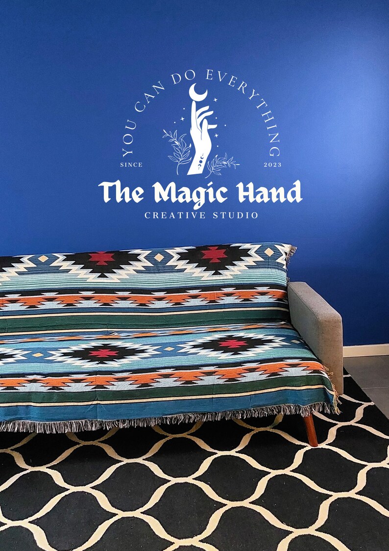 Large Blue Scandi Nordic Throw Boho Blanket Bed Cover Sofa Home