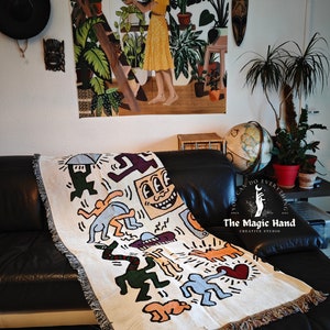COSY HIPHOP jeté couverture graffiti coloré décoration d'intérieur cadeau pour lui salon enfants couverture cadeau de pendaison de crémaillère cadeau de Noël moderne image 3