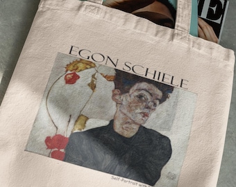 Egon Schiele Tote Bag: Expressionist Art Print - Organic Cotton Canvas