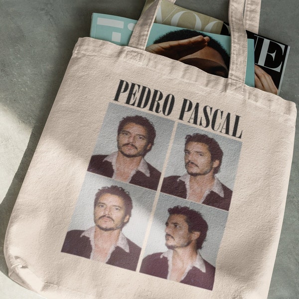 Pedro Pascal Collage Tote Bag, Tote Bag with Zipper, Gift for Her