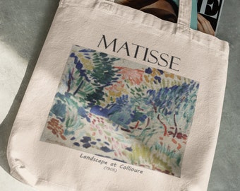 Henri Matisse Tote Bag, Landscape at Collioure, Tote Bag with Zipper, Cute Tote Bag