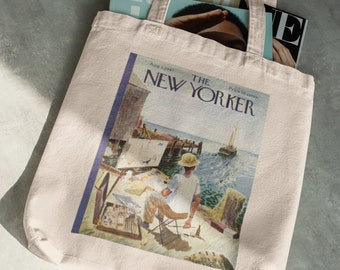 The New Yorker Aesthetic Tote Bag, Magazine Tote Bag, Tote Bag with Zipper, Christmas Gift