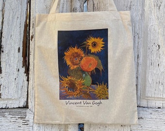 Van Gogh Five Sunflowers Tote Bag, Vintage Art, Aesthetic Tote Bag, Cute Tote Bag