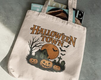 Vintage Gothic Halloween Tasche: Gruseliger Kürbis Hexe aus Canvas