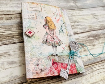 Handmade Alice Ephemera Folder / "Every Adventure Requires a First Step" / Stamperia Alice