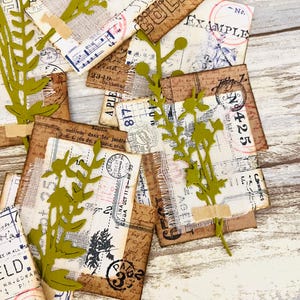 Handmade Die Cut Plant Paper Ephemera 3 x 2 in