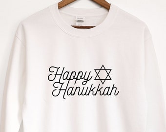 Happy Hanukkah Sweatshirt, Hanukkah Sweatshirt, Hanukkah Gift, Festive Shirt, Happy Hanukkah Shirt, Womens Hanukkah Gift, Winter Sweatshirt